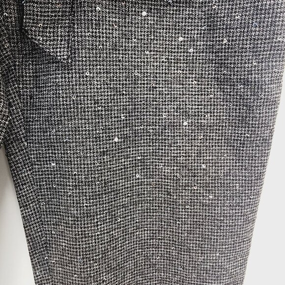 LOFT Womens Size 12 Black Sequin-Embellished Cropped Pants With Tie Waist - Picture 9 of 10